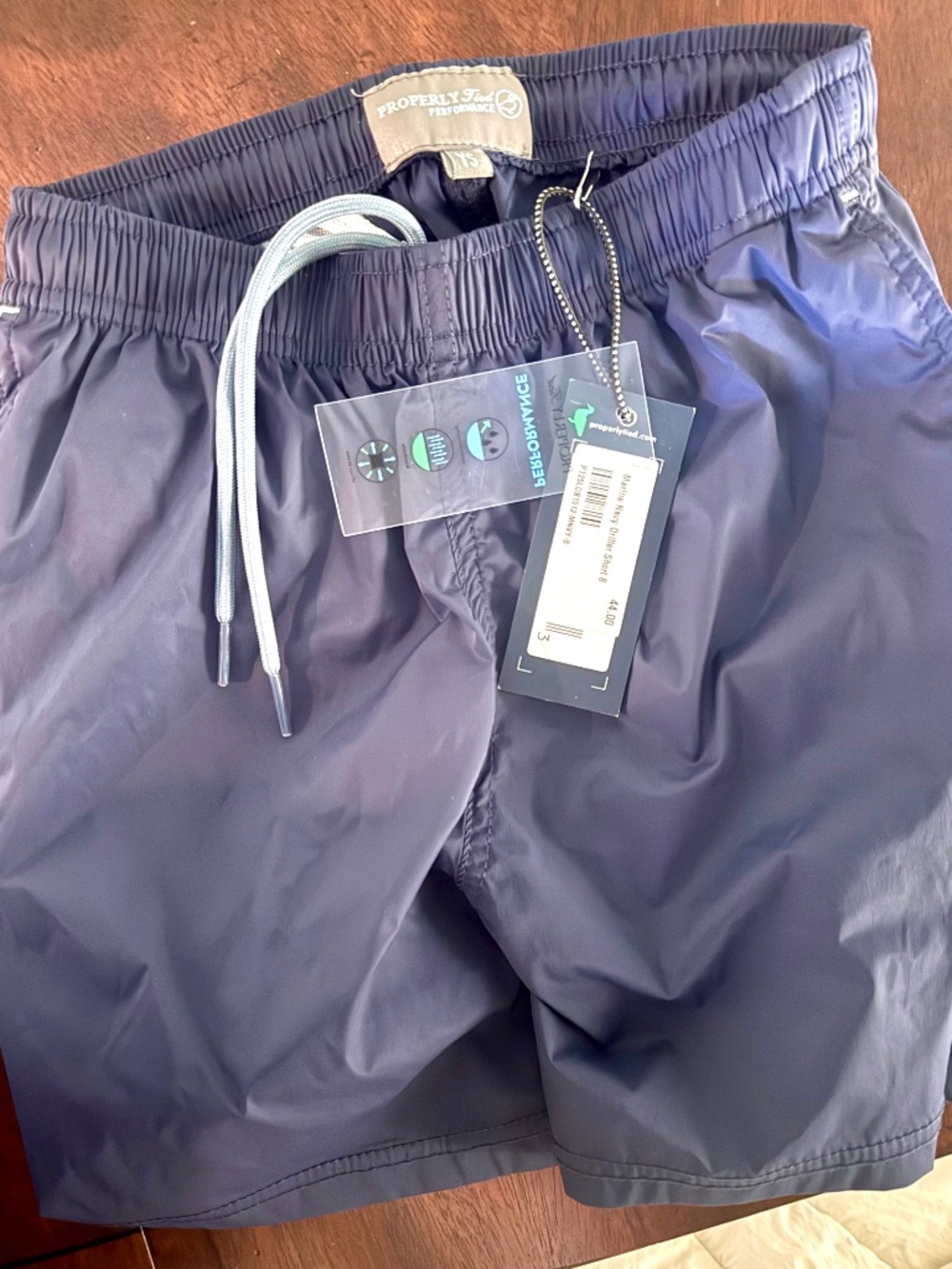 NWT PROPERLY Tied boys navy blue Drifter performance casual swim shorts, sz 8